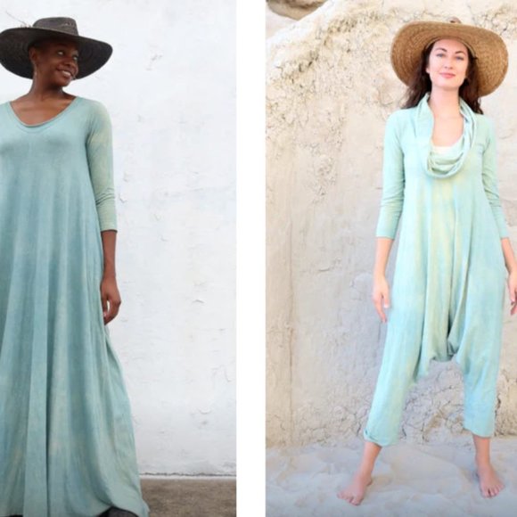 GAIA CONCEPTIONS SHAWL COLLAR ORIGAMI TUNIC ORGANIC COTTON HEMP KNIT XL SEAGLASS - Picture 10 of 15